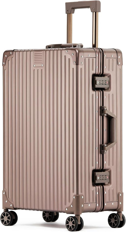 Metal All Aluminum Carry-on Luggage TSA Customs Lock Zipperless Silent Rotary by XZSP+AISU