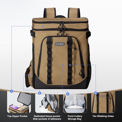 Beach Cooler Backpack for Men 36cans Insulated Backpack Cooler Lunch Bag for Women Camping Hiking Picnic Travel for 18 Hours Cooling 30L