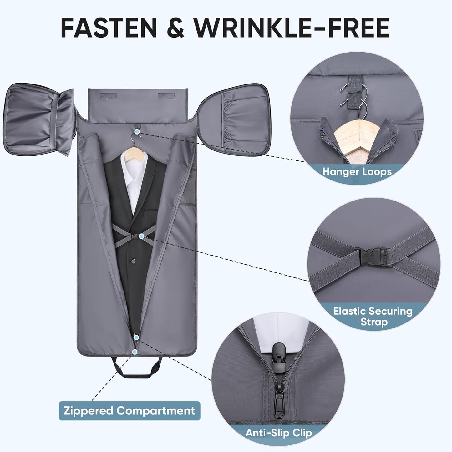 BALEINE Convertible Garment Bag with Shoe Compartment, 2 in 1 Carry on Garment Duffle Bags for Travel, Suit Bag for Men Women (Black)