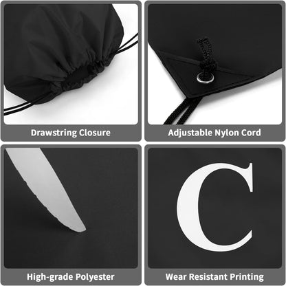 ZOMFELT 6Pcs Drawstring Backpack Drawstring Gym Bags, Foldable Draw String Backpack with Multiple Colors and Letters, Lightweight Polyester Cinch Bag for Gift, Beach, Sports, Travel, Swim (Letter C)