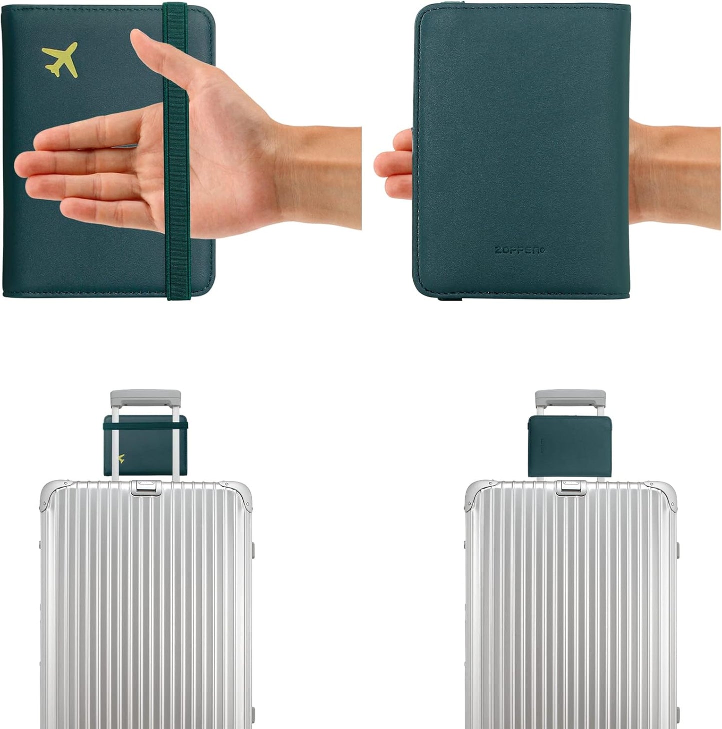 ZOPPEN Passport Holder Wallet, Passport Cover Travel Wallet Women Travel Essentials Accessories Document Organizer Travel Must Haves Rfid Blocking Cover Case for Women and Men, Green Black