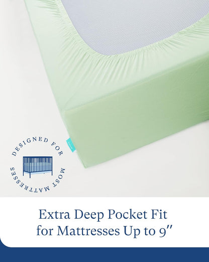 PurComfy Supersoft Crib Sheets for Boys Girls, Premium Bamboo Viscose Buttery Soft Crib Mattress Fitted Sheet, Stretchy Knit Baby Sheet, Silky Comfort Baby Bed Sheets 28x52x9 Extra Deep Pocket