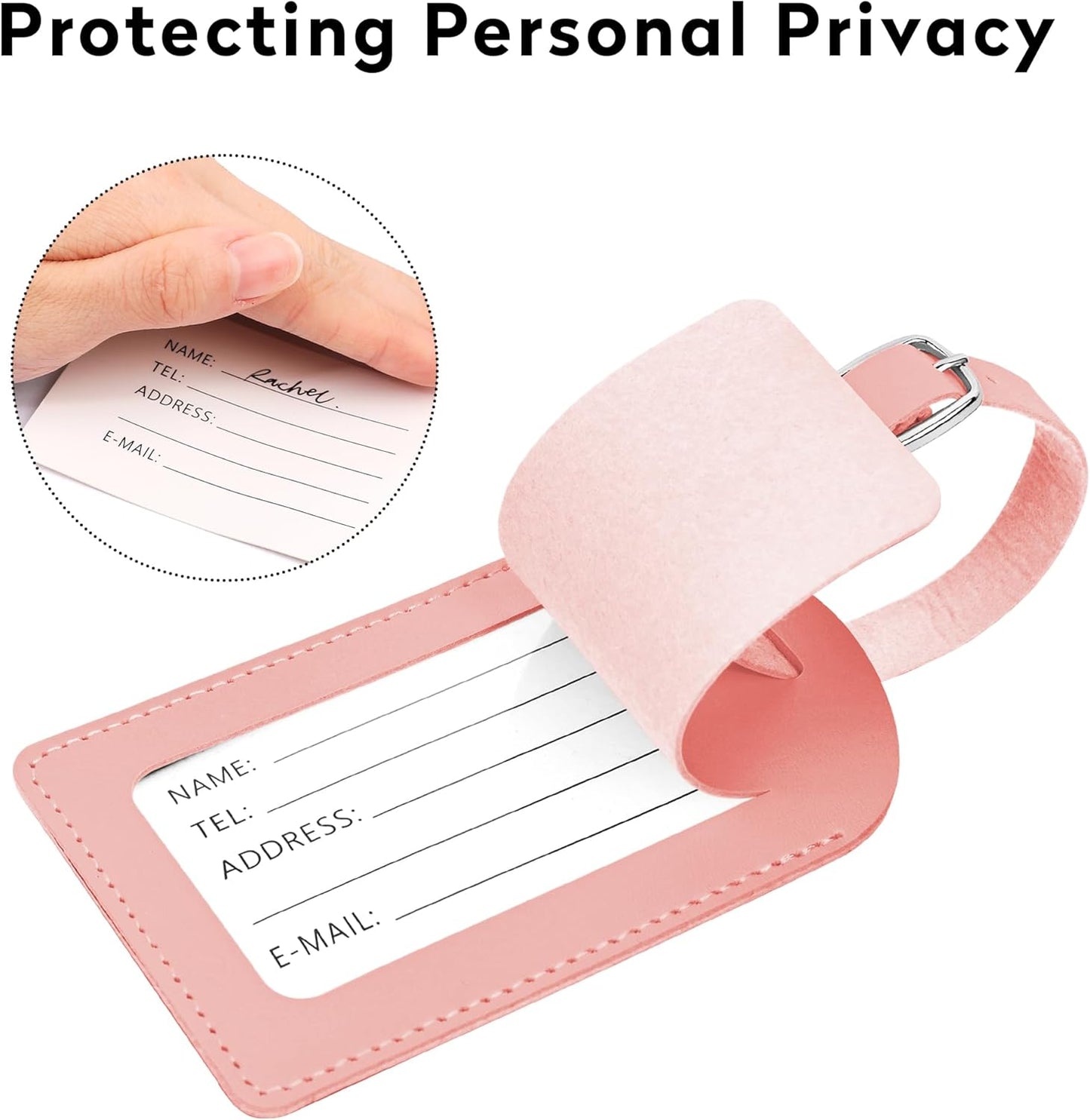 Luggage Tags for Suitcase Travel Bag Labels Privacy Protection Luggage Tag for Baggage PVC Baggage ID Label Tags 2 Pack Yellow+Pink