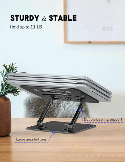 Laptop Stand Adjustable Laptop Holder for Desk, Foldable Laptop Riser Portable Computer Stand Compatible with MacBook, Lenovo, HP and All Laptops up to 15.6 inches Black