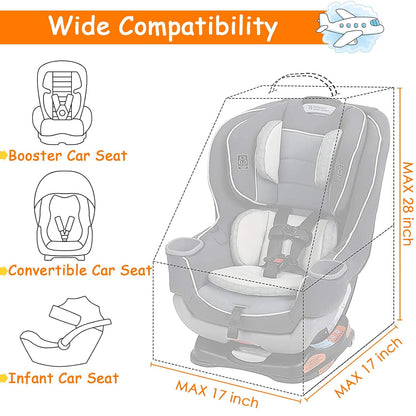 YOREPEK Car Seat Travel Bag, Padded Car Seats Backpack for Air Travel, Heavy Duty Gate Check Carseat Travel Bag for Airplane, Airport Gate Check Bag (Orange)