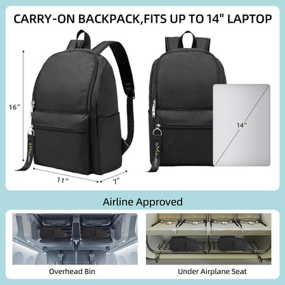 OMOUBOI Casual Daypacks Superbreak Backpack 14 inch Laptop Backpack for Women & Men Fits Tourism Business (Black)