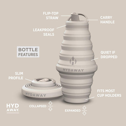 HYDAWAY 25oz Collapsible Water Bottle - BPA-Free, Leakproof, Lightweight, and Space-Saving - Perfect for Hiking, Travel, and All-Day Hydration
