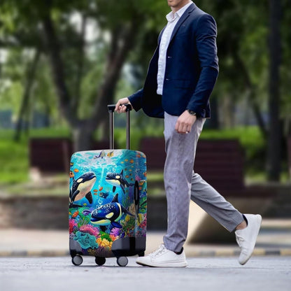 Killer Whale Luggage Cover Elastic Universal Luggage Covers for Suitcase Fit 30-32 Inch Zip Closure Suitcase Cover Protector for Travel Business Anti-Scratch Baggage Covers Case