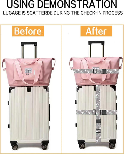 Luggage Straps for Suitcases, Adjustable Travel Belt, Durable Wide Luggage Strap, Cute Suitcase Strap Identifiers with Buckle, Bag Straps for Luggage, Cute Rabbits