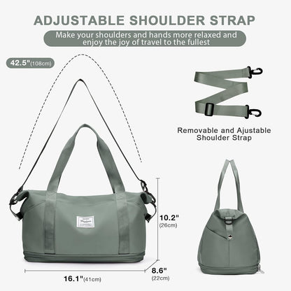Travel Duffel Bag, Sports Tote Gym Bag, Shoulder Weekender Overnight Bag for Women