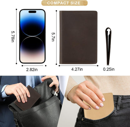 Real Leather Passport Holder for Men and Women, Handmade Wallet Cover Case, Travel Must-Haves Essentials Accessories, Birthday Gifts (Crazy Horse, Coffee)