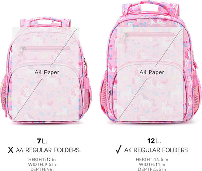 mibasies Girls Backpack 5-8: Lightweight Kids Backpacks for Girls - Girl Bookbag for Elementary School - Flower Unicorn