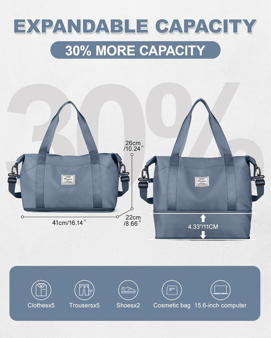 Travel Duffel Bag, Sports Tote Gym Bag, Shoulder Weekender Overnight Bag for Women