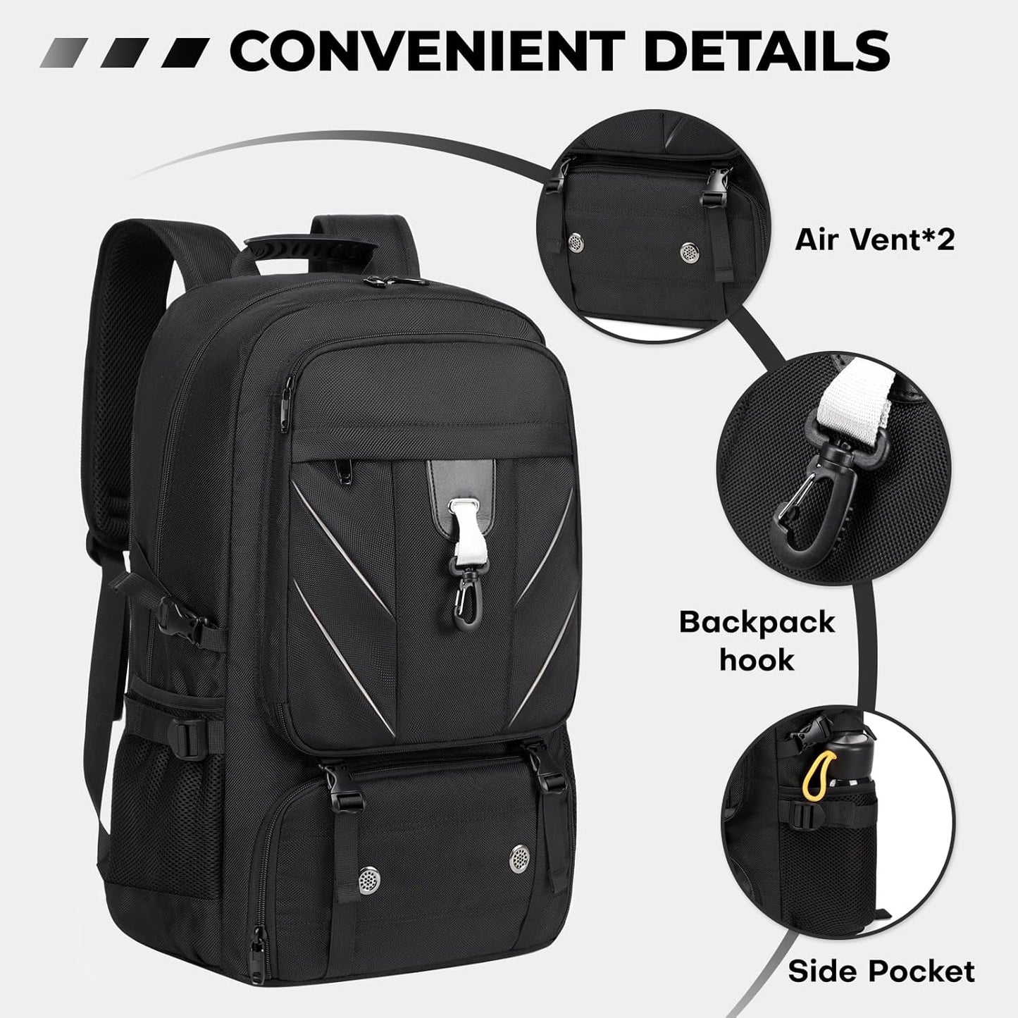18.4 Inch Large Travel Backpack with Shoe Compartment,80L Water Resistant Anti Theft Backpacks with USB Charging Port,Carry on Flight Approved Laptop Bag Multiple Backpack (Fits above 5.91 ft height)