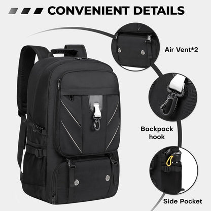 17.3 Inch Travel Laptop Backpack with Shoe Compartment,50L Carry on Flight Approved Backpacks Multiple Compartments,Water Resistant Anti Theft Bag with USB Charging Port,for Men Women