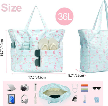 Waterproof Beach Tote Pool Bags for Women Ladies Extra Large Gym Tote Carry On Bag With Wet Compartment for Weekender Travel
