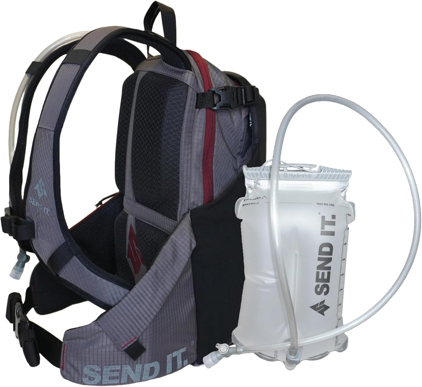 Send It Defender 15 Hydration Backpack - MTB, Moto Bag with Spine Protector for Men and Women. 15L Capacity Mountain Bike Hydration Pack - Mountain Bike Protective Gear – Adjustable Fit for Everyone