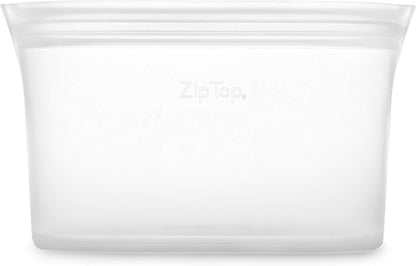 Zip Top Reusable Food Storage Bags | Large Dish [Frost] | Silicone Meal Prep Container | Microwave, Dishwasher and Freezer Safe | Made in the USA