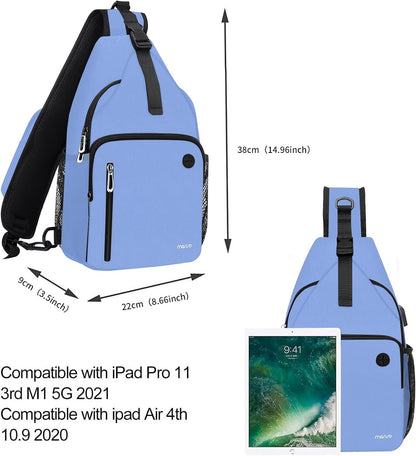 MOSISO Sling Backpack Bag, Crossbody Shoulder Bag Travel Hiking Daypack Chest Bag with Front Square Pocket&USB Charging Port