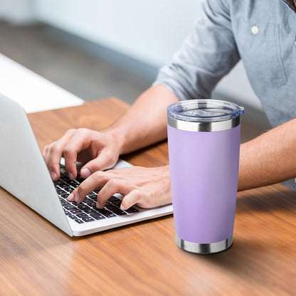 20oz Tumbler with Straw and Brush, Stainless Steel Vacuum Insulated tumbler, Double Wall Insulated Coffee Tumbler for Outdoor, Home, Travel,Office (Lilac,1pcs)