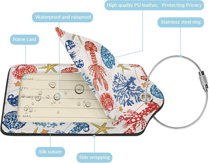 Fun Luggage Tags for Suitcases Leather Name Tag for Luggage Cute Travel Baggage Tags for Carnival Cruise Ships with Funny Patter 2pcs (Lobster)