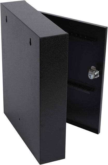 KYODOLED Key Storage Lock Box with Key, Locking Key Cabinet, 60 Key Management Wall Mount with Key Lock, Key Hooks & Tags Key Labels, 2.5" D x 10.2" W x 12.1" H (Black,60 Key)