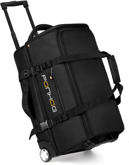 Rolling Duffle Bag with Wheels, Large Travel Duffel Bag with Shoe Compartment, Water Resistant Rolling Wheeled Luggage for Men Women Weekender Overnight Trip