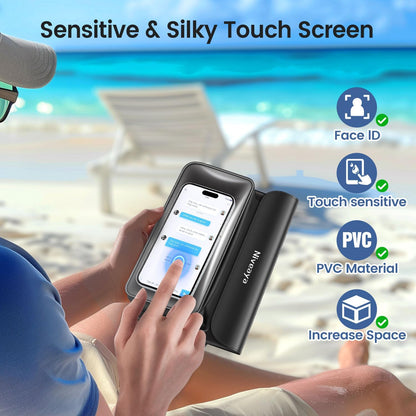 Niveaya IP68 Waterproof Fanny Pack - 2 Pack, Floating Dry Bag Pouch, Phone Waterproof Waist Pouch Dry Bag, Beach, Kayaking, Swimming, Boat Essentials, for iPhone 16/15/14/13/12 Pro Max up to 9.5"