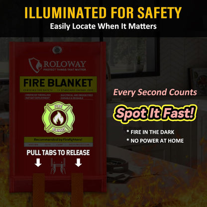 ROLOWAY Emergency Fire Blanket for Home and Kitchen, Fire Blankets Emergency for Home Safety (40 x 40 Inch) with Hooks, Gloves, Fire Suppression Blanket with Emergency Whistle for Fire Safety (4 Pack)