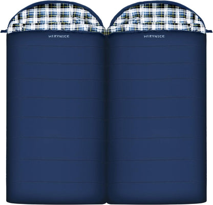 0 Degree Sleeping Bag 100% Cotton Flannel XXL for Adults Big and Tall Cold Weather Winter Zero Degree Camping,Free Compression Sack