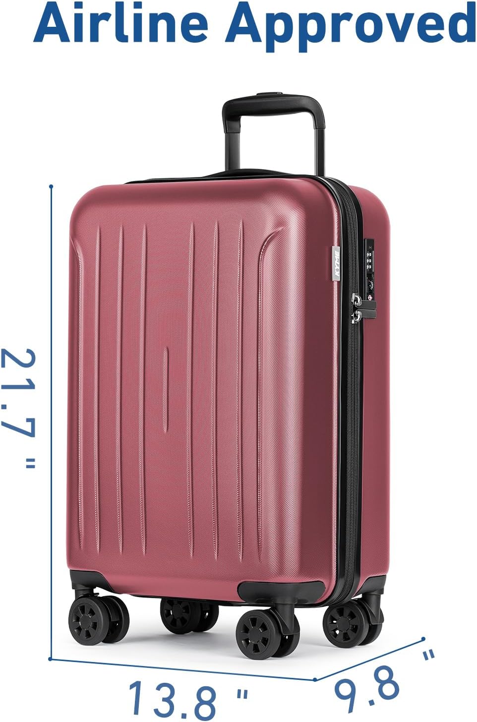 KYME Suitcase Hardshell With Double Spinner Wheels, PC+ABS TSA Lock Travel Luggage (Berry Red, 20" Carry On)