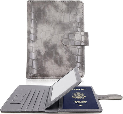 Melsbrinna Rfid Passport Holder for Travel women/Men, Cute Passport Wallet Rfid Blocking Card Slots, Rfid Passport Cover/CaseTravel Wallet, Passport Book Holder (1, Grey)