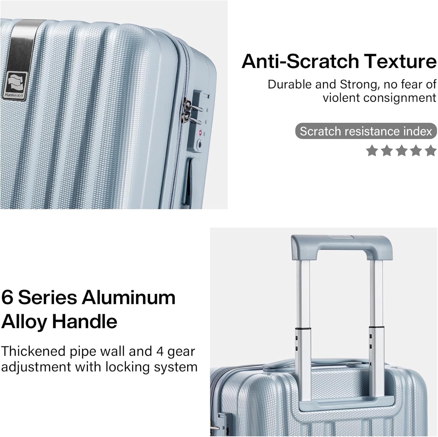 Hanke 16 inch Underseat Carry on Suitcases with Wheels,Lightweight Hard Shell Carry on Luggage with Wheels for Weekender,Travel Approved Small Suitcase,Travel Luggage for Womem Men,Gray.