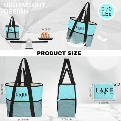 Sandproof Beach Bag with Zipper - 8-Pocket Waterproof Tote for Women & Family | Foldable Travel Swim Bag (Gift-Ready)