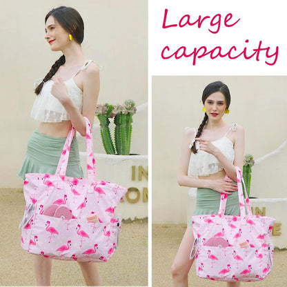 Waterproof Beach Tote Pool Bags for Women Ladies Extra Large Gym Tote Carry On Bag With Wet Compartment for Weekender Travel