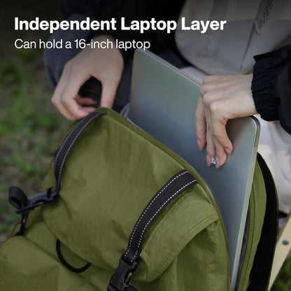 mixi Travel Backpack for Women Men, 18 Inch Carry On Laptop Backpack Flight Approved fits 16'' Laptop, Lightweight Waterproof Hiking Backpack Travel Outdoor Business Casual Daypack, Jungle Green