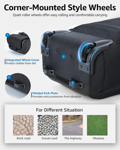 Rolling Backpack, 30L Travel Laptop Backpack with Wheels, 15.6 Inch Roller Carry on Luggage with USB Charging Port, Flight Approved Personal Item Wheeled Suitcase for Men Women Adults, Black