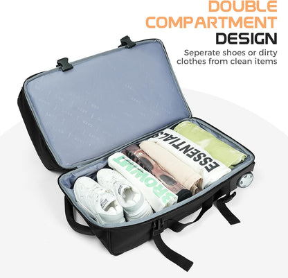 Rolling Duffle Bag with Wheels, Large Travel Duffel Bag with Shoe Compartment, Water Resistant Rolling Wheeled Luggage for Men Women Weekender Overnight Trip