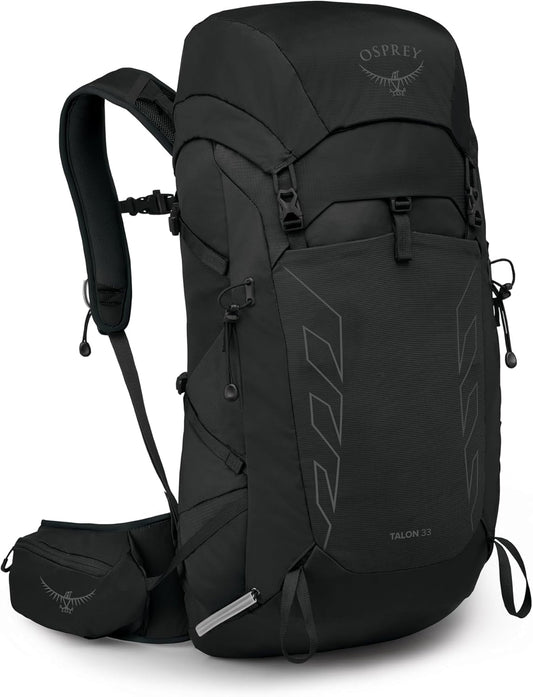Osprey Talon 33L Men's Lightweight Hiking Backpack with Hipbelt, Black/Coal Grey, Extended Fit