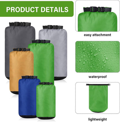 6 Pcs Waterproof Dry Bag Sack Lightweight Outdoor Dry Bags 35 L, 20 L, 15 L, 10 L, 5 L, 3 L Waterproof Boat Bag for Kayaking, Backpacking, Hiking, Camping Rafting(Dark Color)