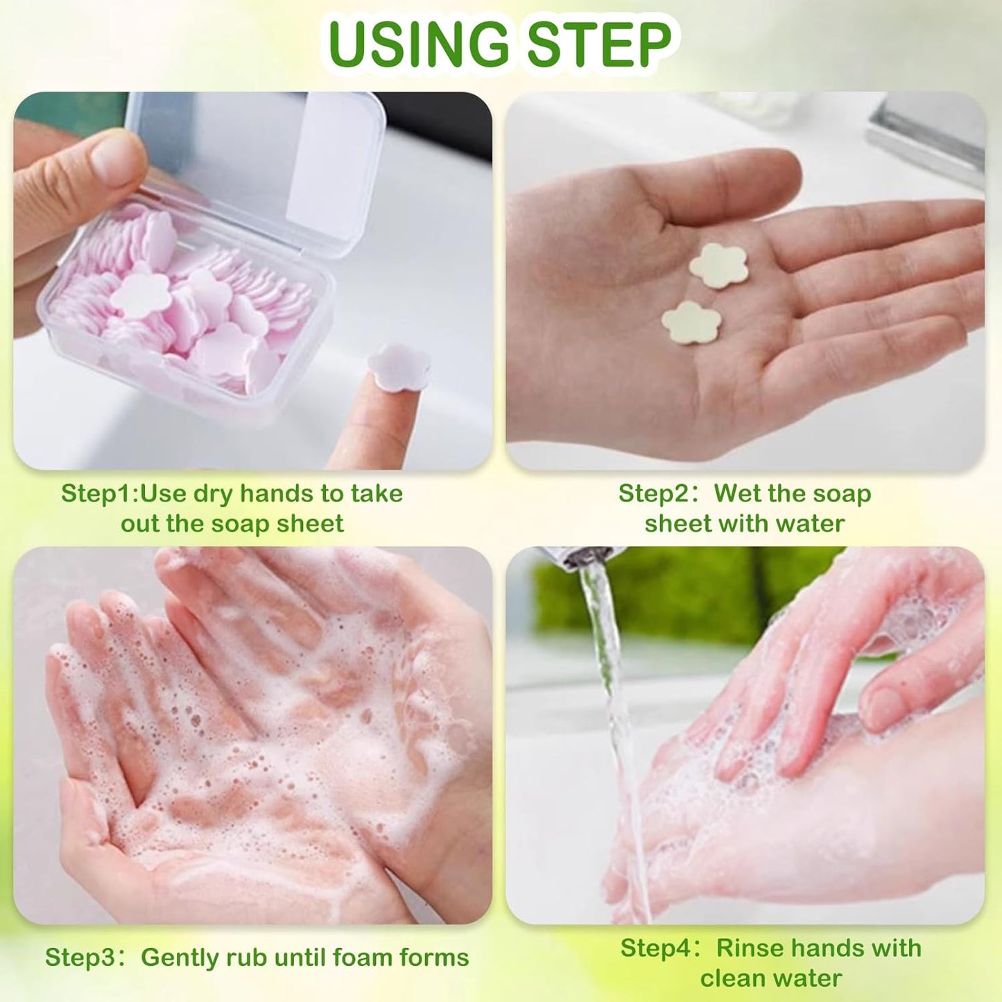 600PCS Portable Mini Soap Sheets – Scented Disposable Hand Washing Paper, Travel-Friendly & Water-Soluble Soap for Camping, Hiking & Outdoor Use