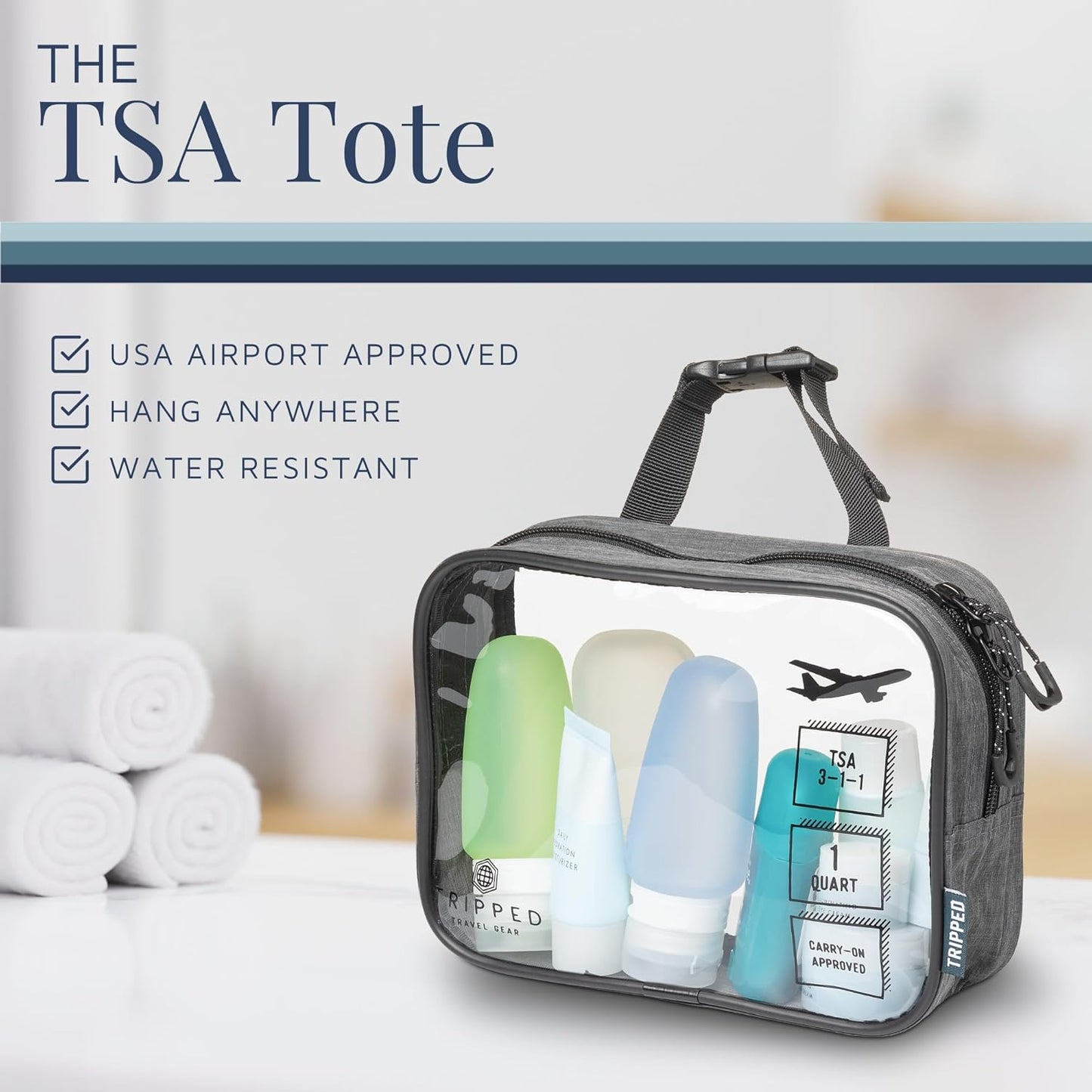 Toiletry Bag Kit Set: Hanging Travel Toiletry Bag + 311 TSA Cosmetic Liquid Bag + Ultralight Accessory Organizer Pouch
