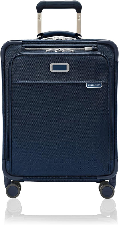 Briggs & Riley Global 21" Carry On Expandable Spinner - Luggage for International Travel, Suitcases with Wheels, Softside Rolling Bag for Men & Women, Self-Repairing Zipper - Baseline Collection, Navy