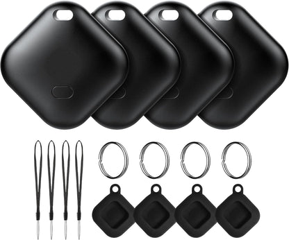 Air Tracker Tag for Android, Tags-4 Pack Luggage Tracker with 4 Case, Works via Google Find Hub App, Bluetooth Tracker Item Finder for Key, Backpack, Travel and Commute, 4 Pack, Black (NOT for iOS)