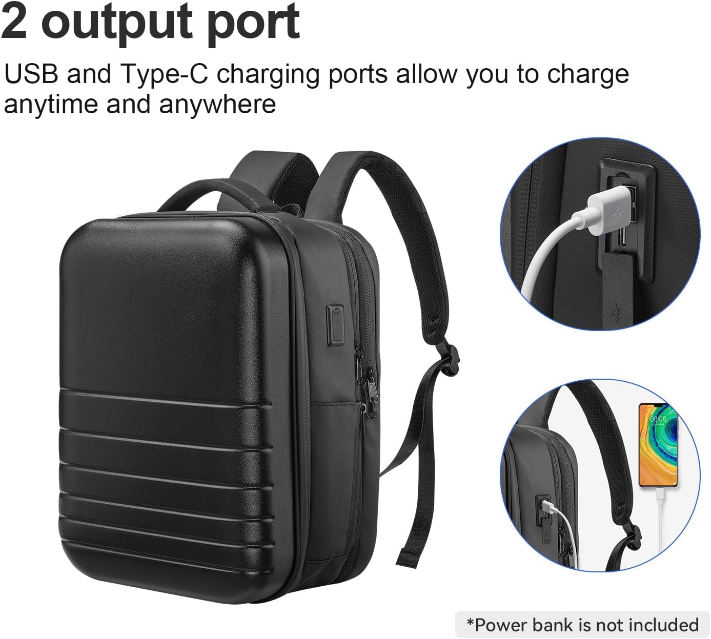 SOKOK Carry On Travel Backpack Waterproof Business Backpack Expandable with Laptop Compartment and Charging, Hardshell Computer Backpack for Men and Women, Black