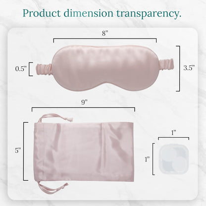 Mulberry Soft Silk Eye Mask for Sleeping with Ear Plugs & Luxury Bag - Cooling Night Eye Covers Sleep Face Mask for Women - Blindfold Travel Eye Mask Blocking Out Light - Pink