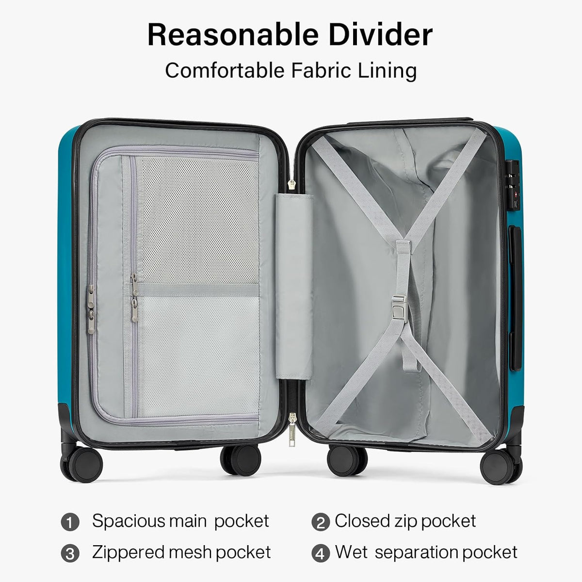 Hanke 2 Piece Hard Shell Luggage Sets with Spinner Wheels Carry On suitcase Set Checked Medium Luggage Lightweight Travel Luggage for Men Women(20/26 Inch, Caribbean Blue)