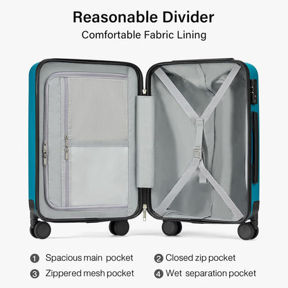 Hanke 2 Piece Hard Shell Luggage Sets with Spinner Wheels Carry On suitcase Set Checked Medium Luggage Lightweight Travel Luggage for Men Women(20/26 Inch, Caribbean Blue)