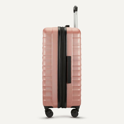 Amazon Basics 3-Piece Set (21", 26", 30"), Hardshell Suitcases With Wheels, Expandable For Up to 25% More Space, With Scratch-Resistant Surface, Four Multi-directional Wheels, Rose Gold