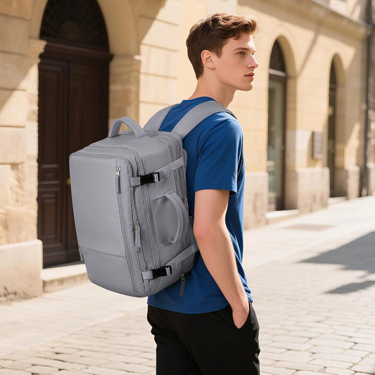 Hanples Extra Large Travel Backpack for Women as Person Item Flight Approved, 40L Carry On Backpack, 17 Inch Laptop Backpack, Waterproof Backpack, Hiking Backpack, Casual Bag (Gray)